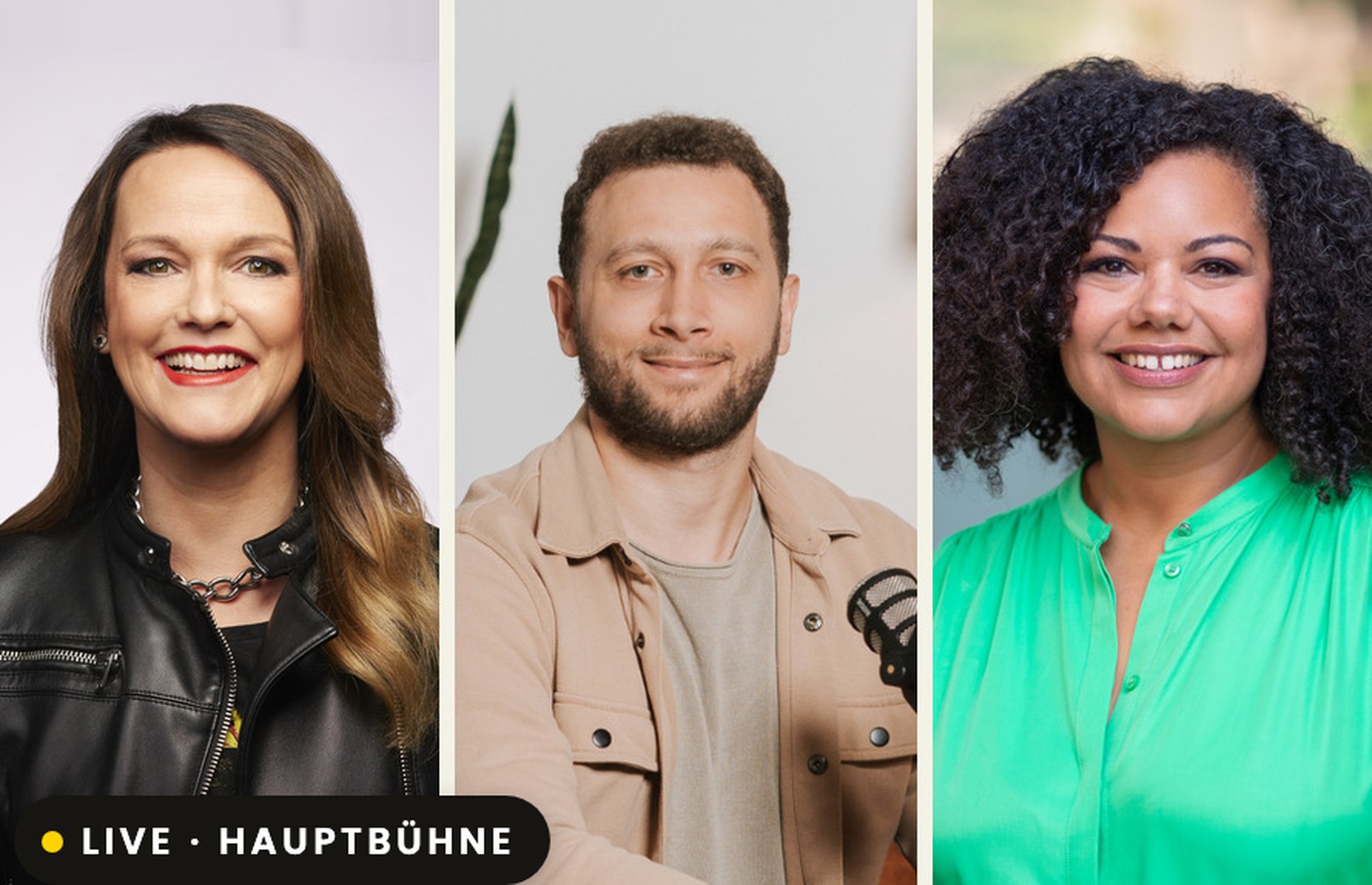 Steffi Beyrich, Giovanni Pellegrino und Stefani Gregor, Besser als ungeskriptet live beim Podfluencer Festival 2026