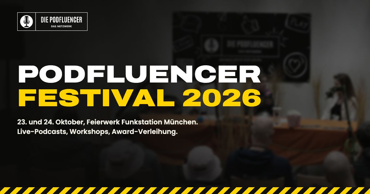 Podfluencer Festival 2026: Saal mit Bühne und Publikum von hinten, 23. und 24. Oktober, Feierwerk Funkstation München